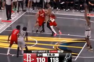 申京垃圾时间卡位突然肩撞文班！刺蜜怒斥：真™脏啊！